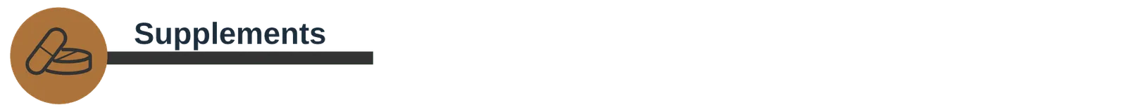 Section header banner reading "Supplements", with a pills-and-capsule icon.